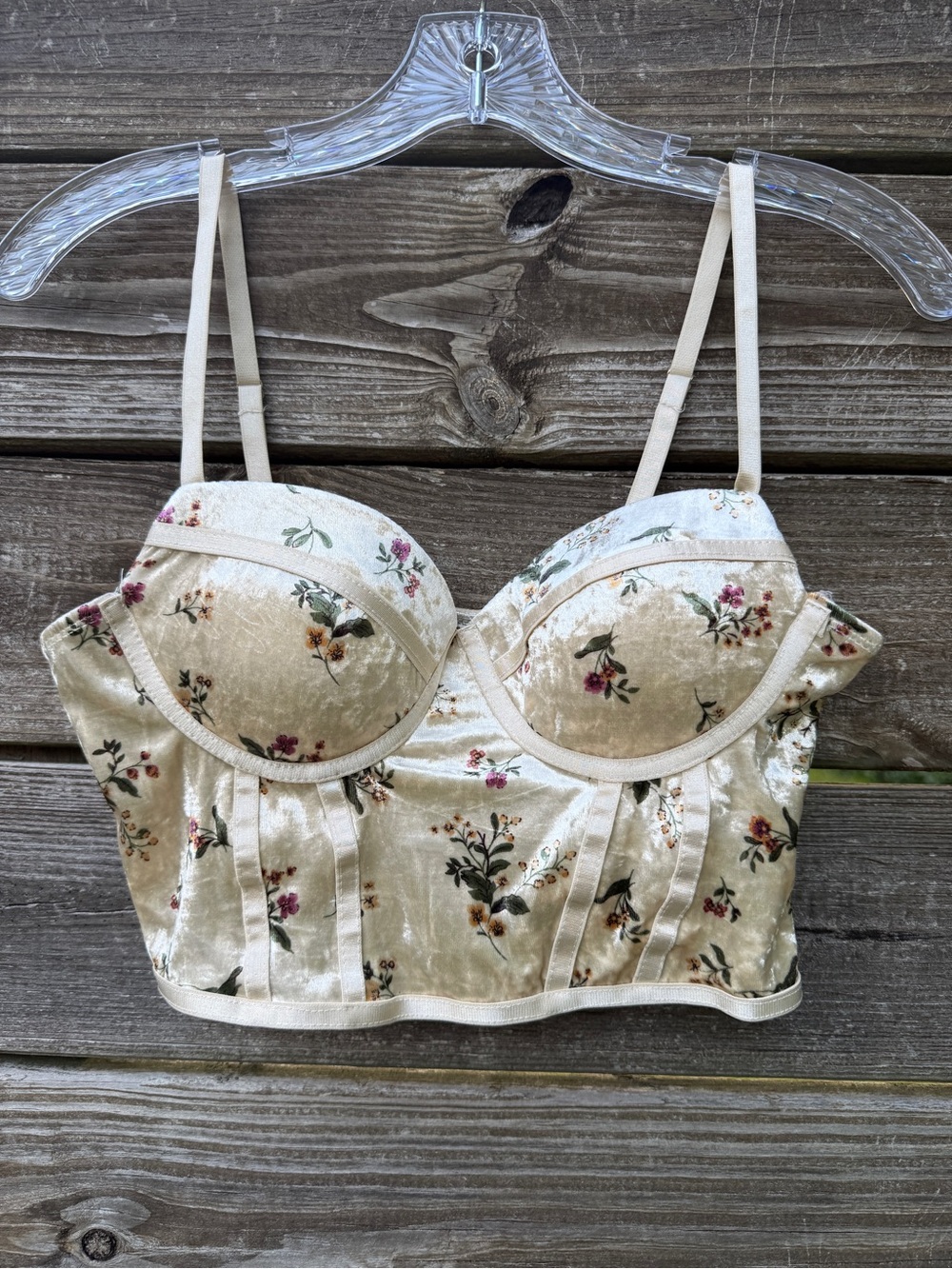 Haute Monde Floral Velvet Tapestry Corset Bustier Crop Top S Milkmaid Ren Faire